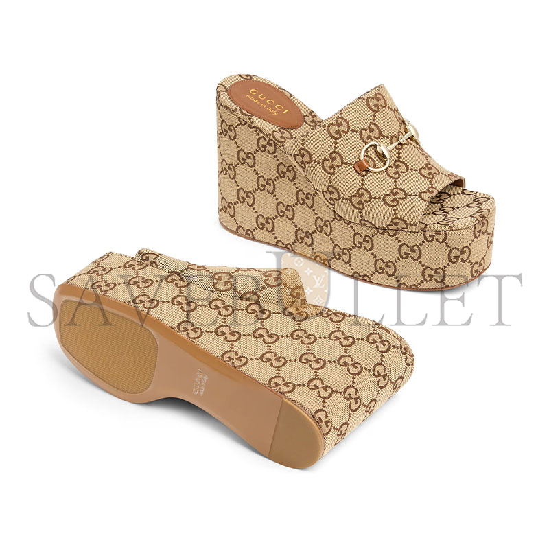 GUCCI WOMEN'S WEDGE SANDAL WITH HORSEBIT 816328 GUCCI WOMEN'S WEDGE SANDAL WITH HORSEBIT 816328